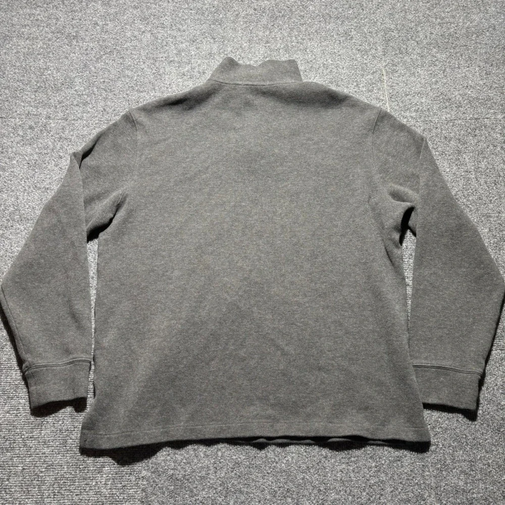 Polo Ralph Lauren Mens Large Gray Quarter Zip Pullover Cotton Pink Pony Logo